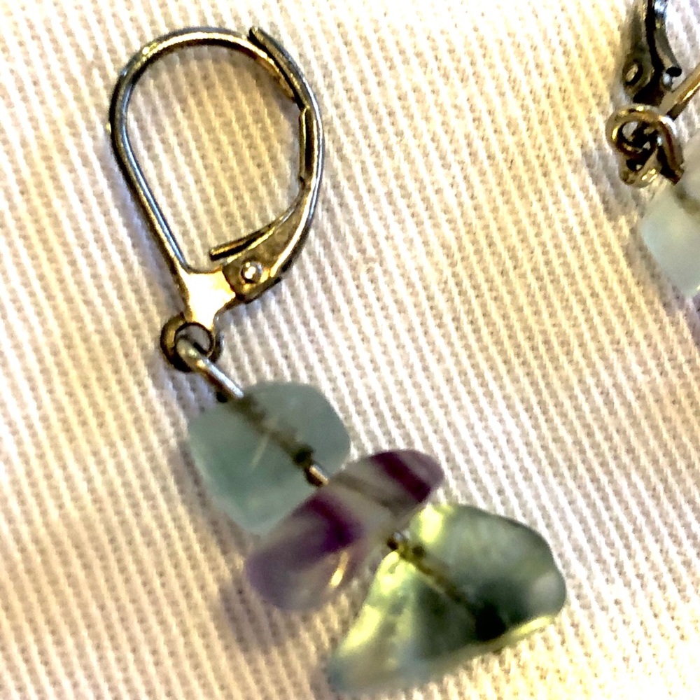 Semiprecious Stone Silvertone Earrings